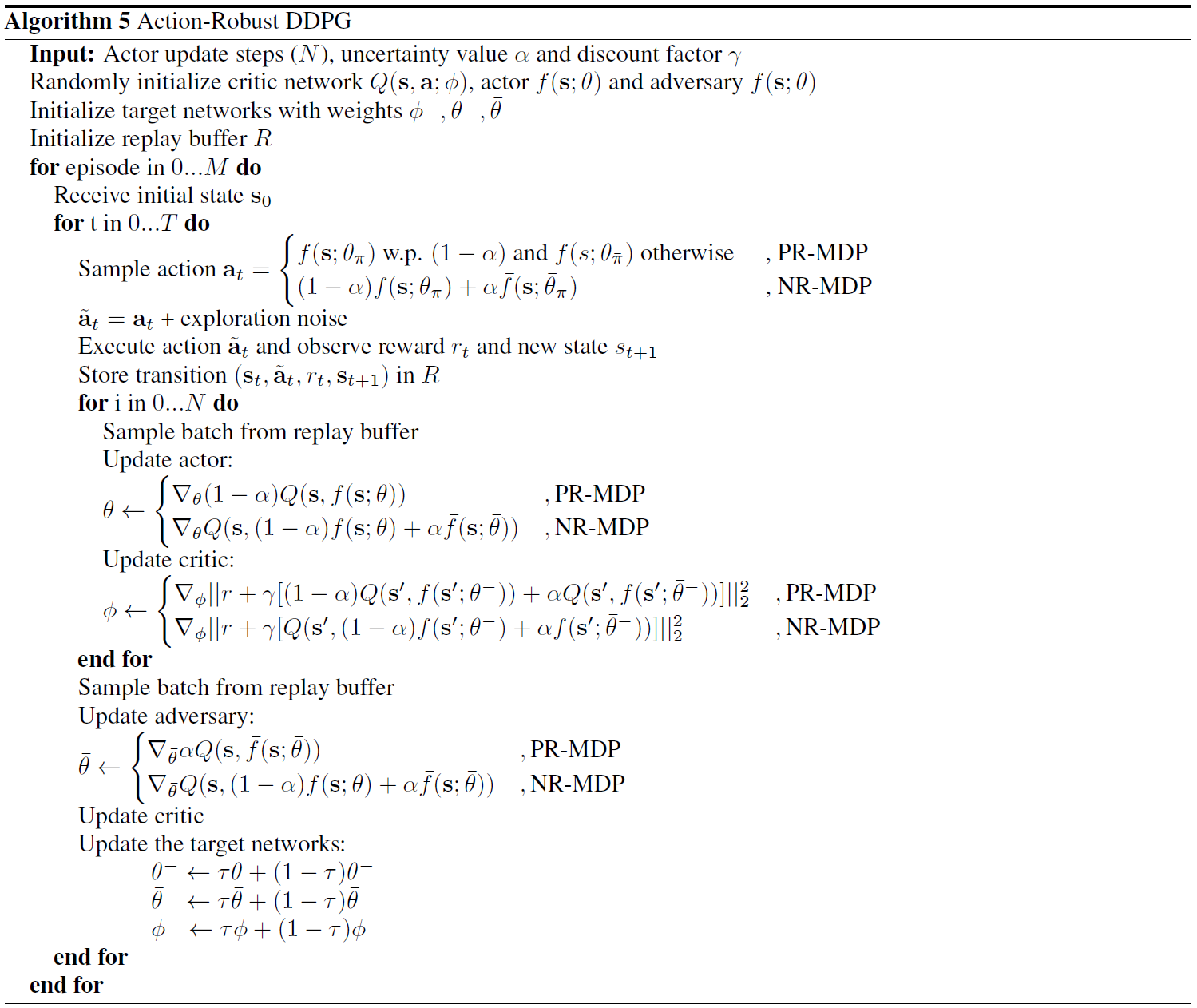 Algorithm of Action Robust DDPG