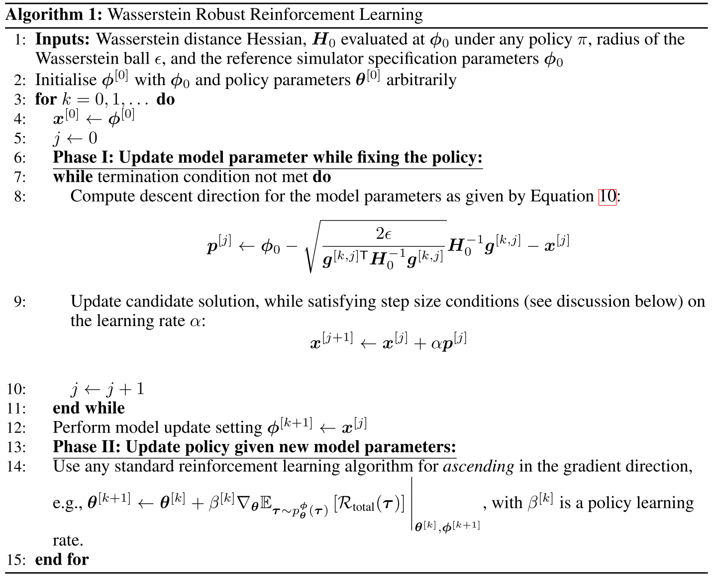 Algorithm of Wasserstein Robust RL